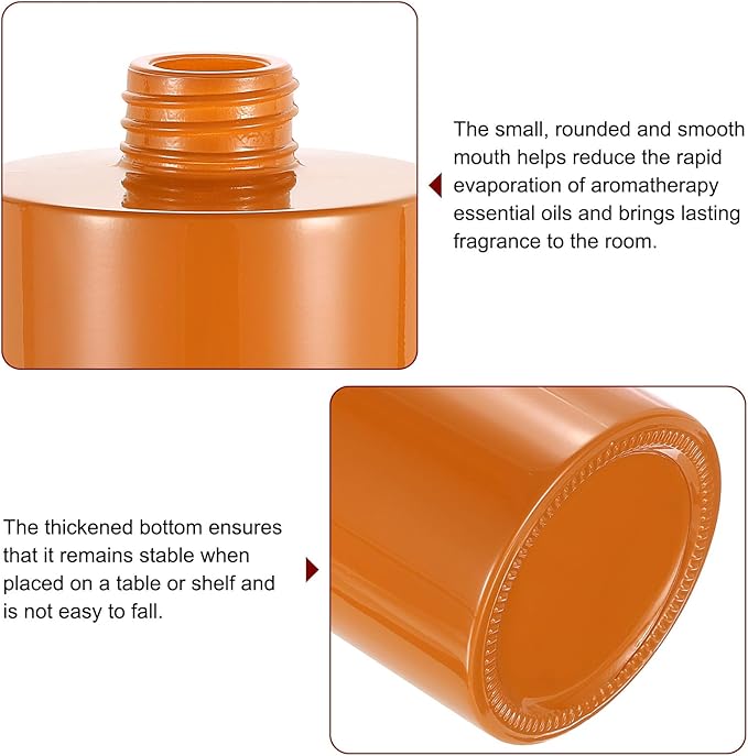 HARFINGTON 4pcs Empty Glass Diffuser Bottle 140ml/4.7oz Refillable Fragrance Accessories Aromatherapy Jar Container for Replacement Reed Diffuser DIY Home Bathroom Orange with Gold Tone Cap
