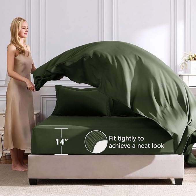 CozyLux Full Size Comforter Sets Dark Green - 7 Pieces Bed in a Bag Full, Luxury Soft Bed Set for All Seasons, Bedding Set with Down Alternative Comforter, Sheets, Pillowcases & Shams