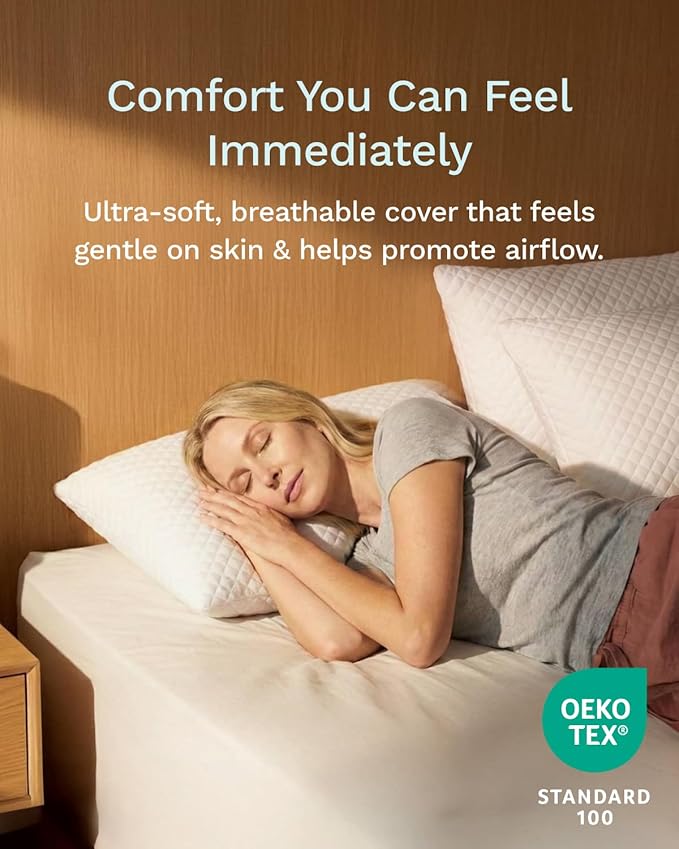 ViscoSoft Standard-Size Memory Foam Pillow - 2-Pack - with Washable Cover and Cooling Fabric