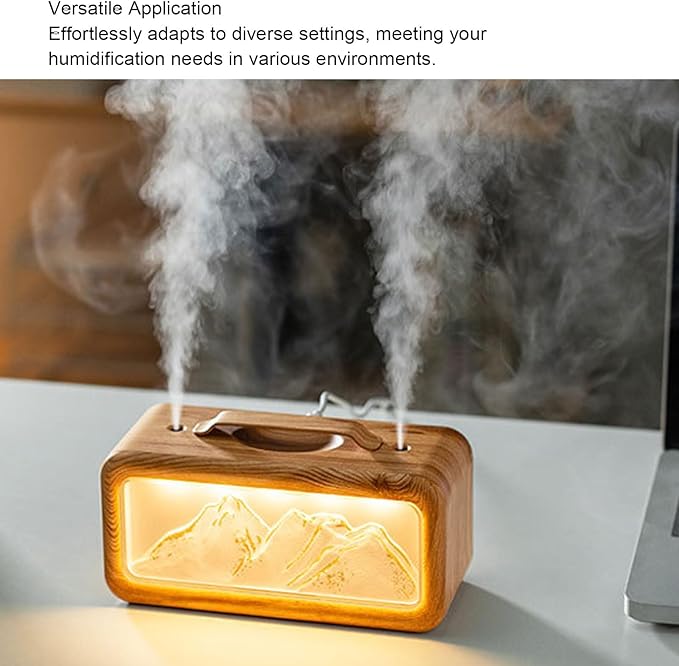 Essential Oil Diffuser, 600ml USB Cool Mist Humidifier with Light, Dual Spray, Aromatherapy Diffuser Home Relaxation Essential Oil for Bedroom Hotel Spa Yoga Room (Dark Wood Grain)