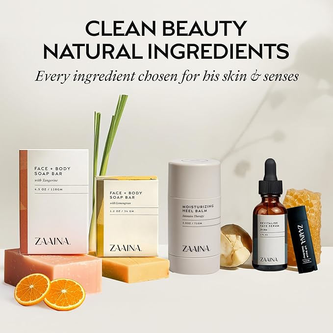 ZAAINA Men’s Spa Gift Set - Relaxing Spa Care Package, Luxury Natural Handmade Grooming Kit for Husband Dad Friend, Father's Day Gifts Ideas for Men, Birthday Gifts for Him