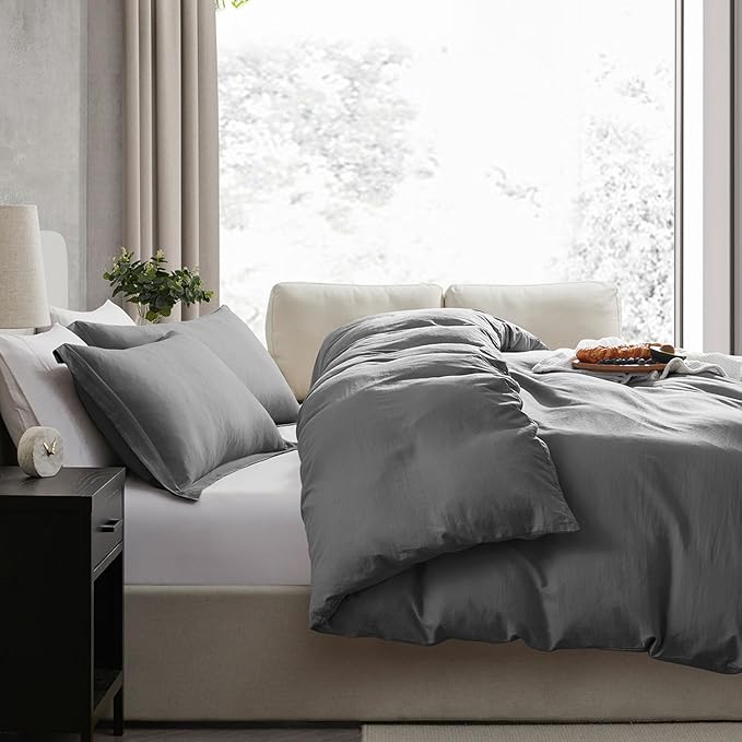 Nestl Grey Duvet Cover King Size - Soft Double Brushed King Duvet Cover Set, 3 Piece, with Zipper Closure, 1 Duvet Cover 104x90 inches and 2 Pillow Shams