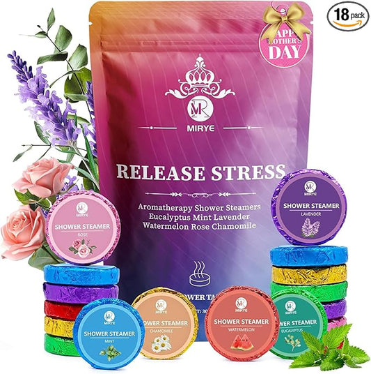 18-Pack Shower Steamers Aromatherapy, Self Care Gifts for Women, 6 Scented Organic Shower Bombs with Natural Essential Oils Relaxation Home SPA, Mother's Day Spa, Teacher, Nurse Gifts for Appreciation