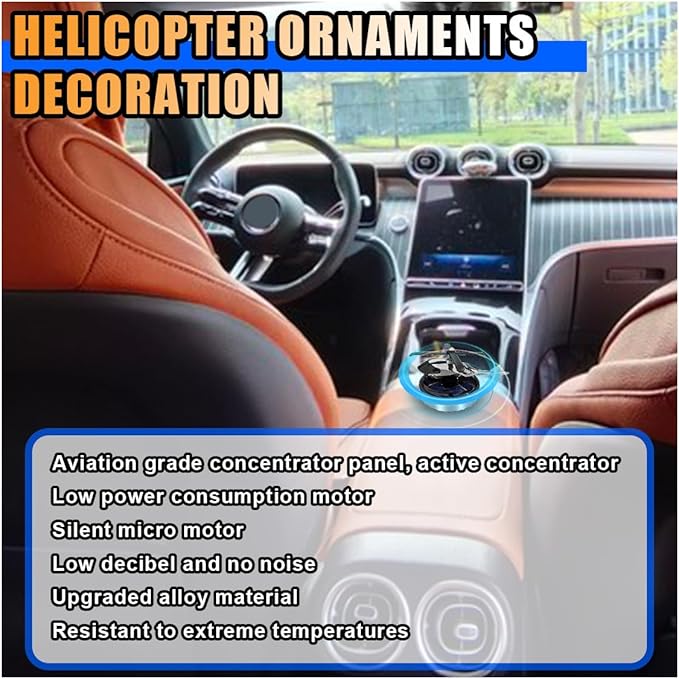 KITUREK Helicopter Car Air Fresheners with Solar Rotating, Creative Car Perfume Decoration, Car Airplane Fragrance Diffuser for Car, Home, Office (Silver)