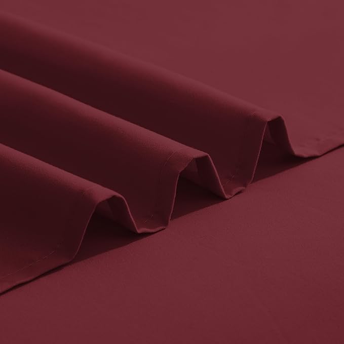 Elegant Comfort Luxurious 1500 Premium Hotel Quality Microfiber Three Line Embroidered Softest 4-Piece Bed Sheet Set, Wrinkle and Fade Resistant, Queen, Burgundy