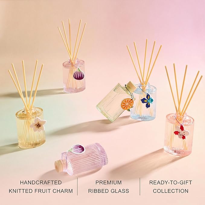 COCORRÍNA Reed Diffuser Set, 6.09 fl oz Fig Blossom Oil Diffuser with 8 Reed Sticks, Long-Lasting Home Fragrance for Bathroom Bedroom Office