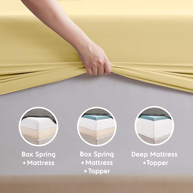 Nestl Extra Deep King Sheet Set - 6 Piece Breathable & Cooling Sheets - Hotel Luxury Bedding Set w/18-24 Inch Deep Pockets - Easy & Secure Fit - Super Soft, Wrinkle Free & Comfy - Custard Yellow