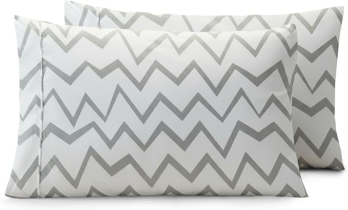 Elegant Comfort Luxury Ultra-Soft 2-Piece Pillowcase Set - 1500 Premium Hotel Quality Microfiber Double Brushed - Wrinkle Resistant, King Size, Chevron Pattern Gray