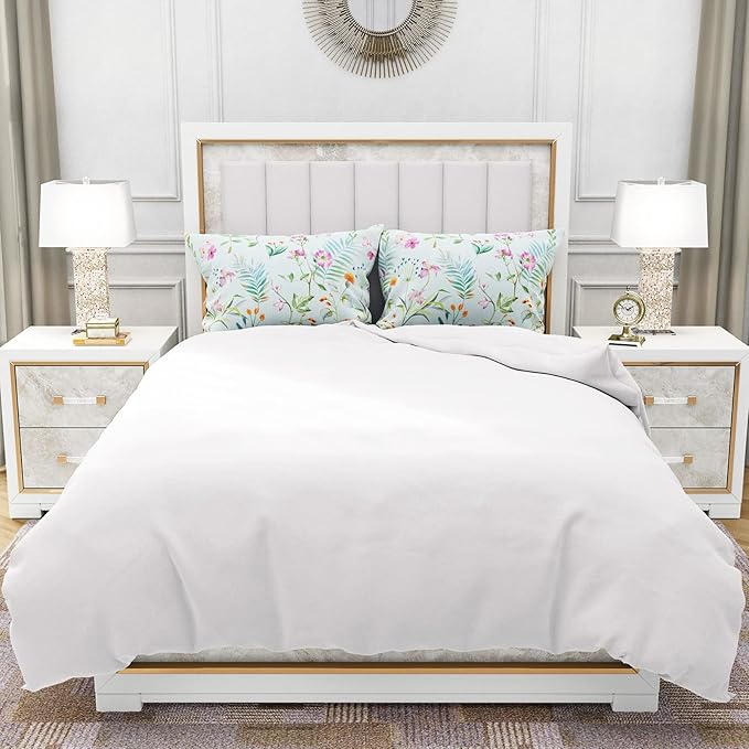 YIYEA Standard Pillow Cases Set of 2, Ultra Soft Double Brushed Microfiber Pillowcases Standard, Floral Bed Pillow Covers, Fade Resistant, Easy Slip-On (20"x26")