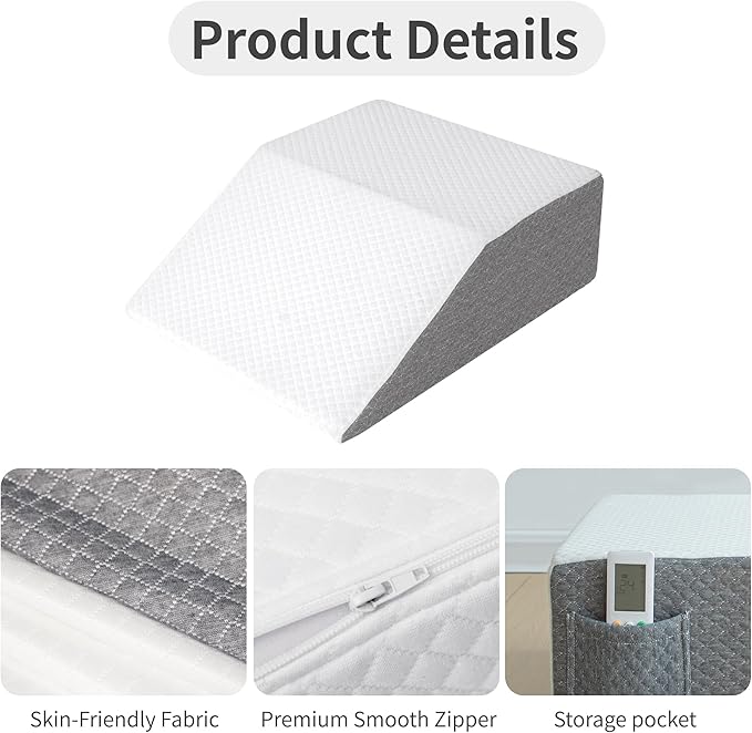 Knee Pillow for Back Sleeping, Leg Pillow Knee Wedge Pillow, Memory Foam Wedge Pillows for Legs Post Surgery, Trapezoid Pillow for Knee Support,Dark Grey