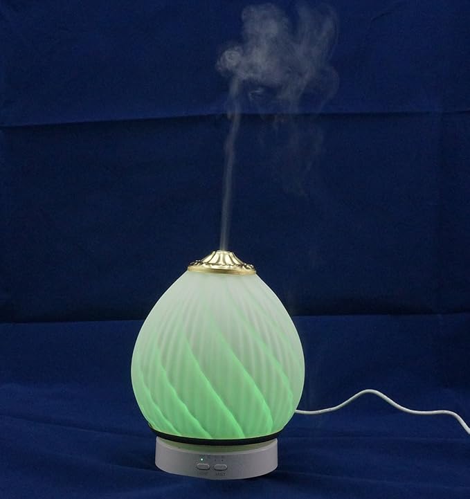 Aroma Diffuser Ultrasonic Essential Oil Aromatherapy Diffusers Stress Relaxing Ceramic Humidifier Adjustable Mist Mode Waterless Auto Shut-Off for Office Home Baby Study Yoga Spa White (Gold)