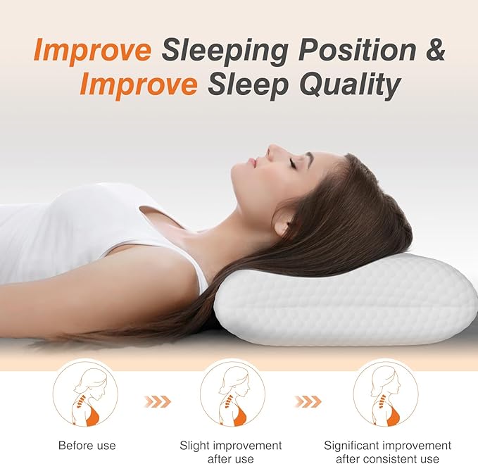 DUMOS Memory Foam Pillows for Sleeping 1 Pack, Bed Pillows for Adults with Washable Cover and Breathable Mesh, Gel Cooling Pillow for Back and Side Sleeper Support, White