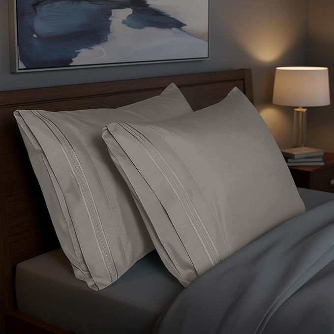 Elegant Comfort Premium Hotel Quality 2-Piece Pillowcase Set, Luxury & Softest 1500 Thread Count Egyptian Quality Bedding Pillowcases, Wrinkle and Fade Resistant, Standard/Queen