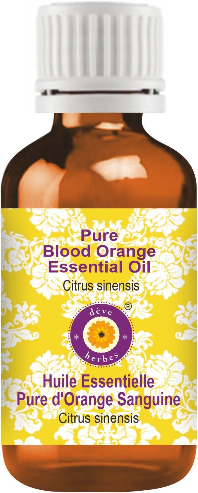 Deve Herbes Pure Blood Orange Essential Oil (Citrus sinensis) Steam Distilled 100ml (3.38 oz)