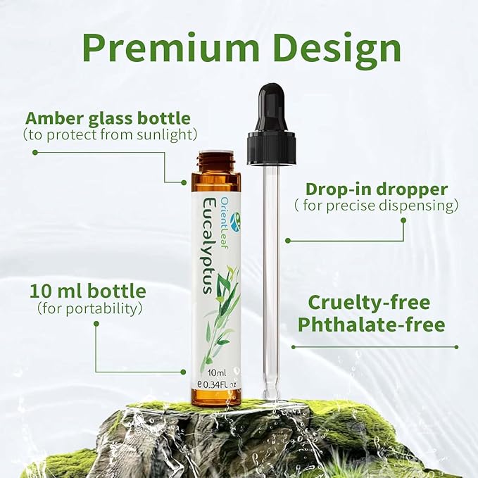ORIENTLEAF Essential Oils Set for Diffusers, Aromatherapy Essential Oils Gifts for Women and Girls, Lavender, Eucalyptus, Lemongrass, Sweet Orange, Peppermint, Tea Tree (6x10ml)