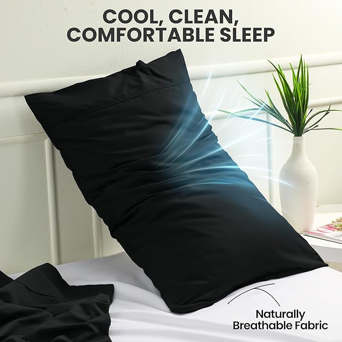 Utopia Bedding Queen Pillow Cases - 2 Pack - Envelope Closure - Soft Brushed Microfiber Fabric - Shrinkage and Fade Resistant Pillow Covers Queen Size 20 X 30 Inches (Queen, Black)