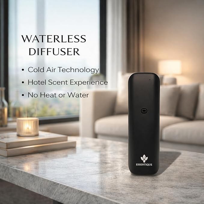 The Pulse Plug-in Waterless Diffuser – Cold Air Nebulizing Scent Machine for Home, Hotel, Office & Spa – w/Bluetooth for Essential Oil Blends (Black)