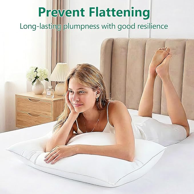 Pillows King Size Set of 4, Luxury Fluffy Bed Pillows for Sleeping 4 Pack, Soft and Supportive Bed Pillow with Down Alternative Filling for Side and Back Sleepers (19"x34")