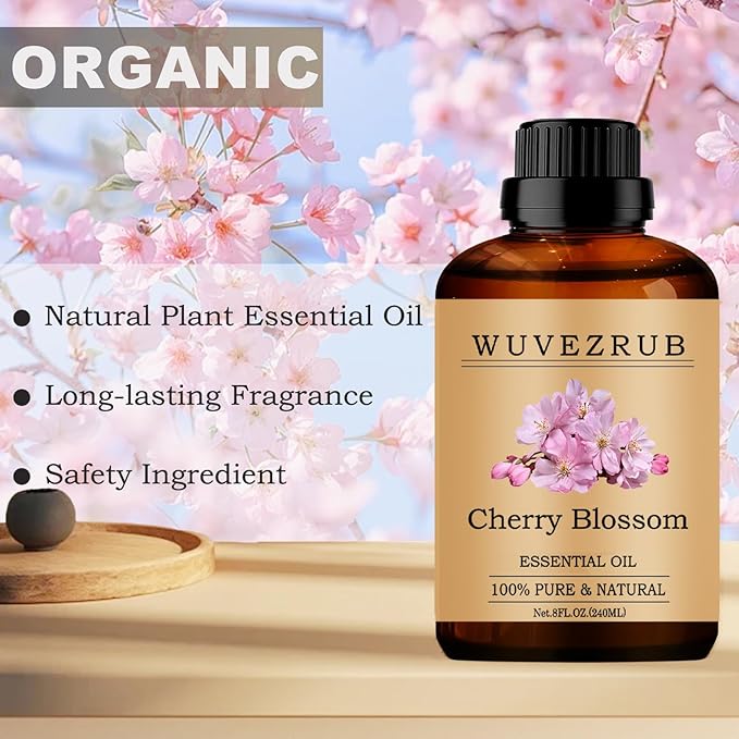 Cherry Blossom Essential Oils, 240ML Pure and Natural Essential Oil for Aromatherapy Diffuser - Cherry Blossom /8 Fl Oz