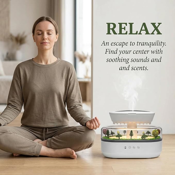 Raindrop 250ML Essential Oil Diffuser Aromatherapy Humidifier - Large Opening Tank, Natural White Noise, Colorful Lights, Fine Atomization, Quiet Operation for Bedroom/Living Room/Office