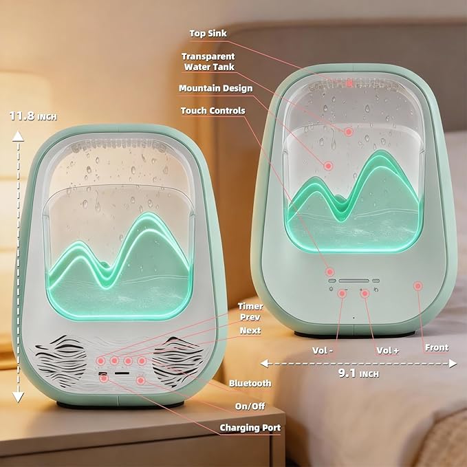 8-in-1 White Noise Sound Machine with Aroma Diffuser, Rain Sound Machine for Sleeping, Stress Relief, White Noise Machine Night Light Timer for Bedroom Office Home Decor, Green