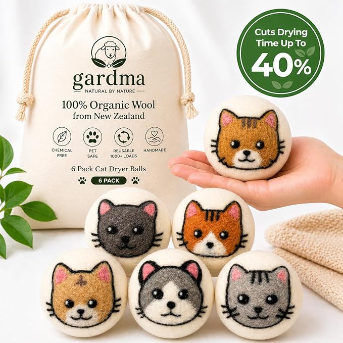 Complete Laundry Kit – Laundry Detergent Sheets, Wool Dryer Balls & Essential Oils – 3 Sheet Packs + 6 XL Cat Dryer Balls + 6 Scent Oils for Natural Clean, Soft & Fresh Laundry