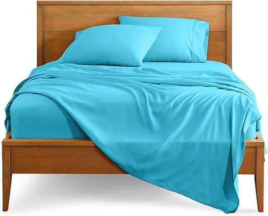 Bare Home Full Sheet Set - 1800 Ultra-Soft Microfiber Full Bed Sheets - Double Brushed - Deep Pockets - Easy Fit - 4 Piece Set - Bedding Sheets & Pillowcases (Full, Aqua)