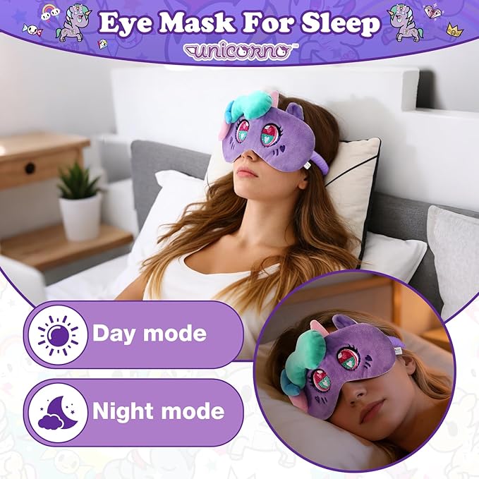 Tokidoki Official Unicorno Sleep Mask Super Soft & Eye Mask for Women Men Washable Blindfold with Adjustable Elastic Strap Blackout Eye Mask for Travel Nap Home Birthday Gift for Family Friend-Lily