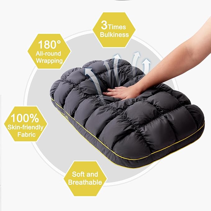YOUR MOON Fluffy Support Bed Pillow King Size, Luxury Hotel Quality Bed Pillows for Side Sleeper, Super Soft Premium Down Alternative Filling Pillow for Sleeping (Gray)