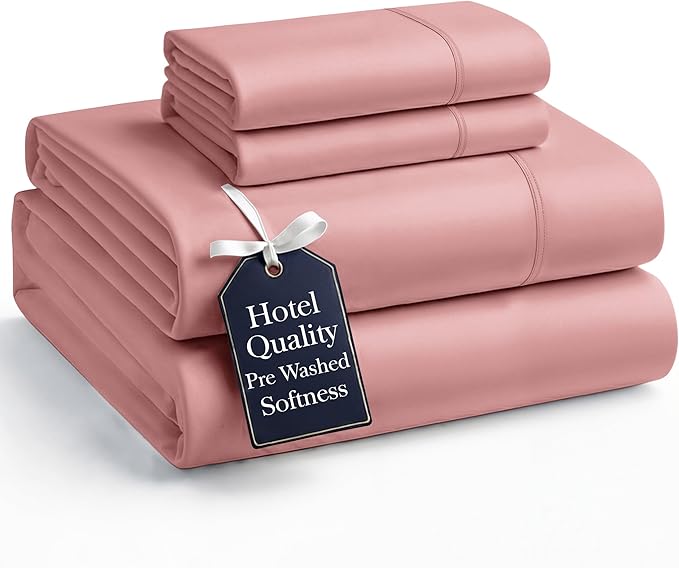 Casa Platino Bedding King Sheet Set – 4 Piece Set, Pre-Washed Ultra Soft Sheets, Deep Pocket, Cooling Bed Sheets, Brushed Microfiber, Cozy & Smooth Finish, 15" Fit for King Bed - Rose Dawn
