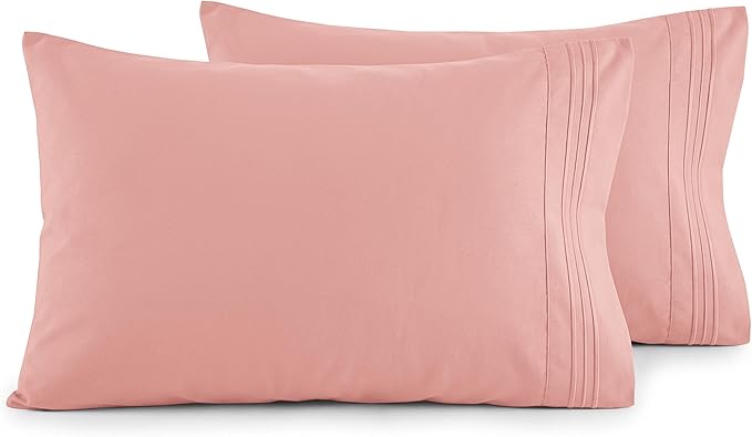 Elegant Comfort Luxury Ultra-Soft 2-Piece Pillowcase Set - 1500 Premium Hotel Quality Microfiber Double Brushed - Wrinkle Resistant, King Size, Dusty Rose