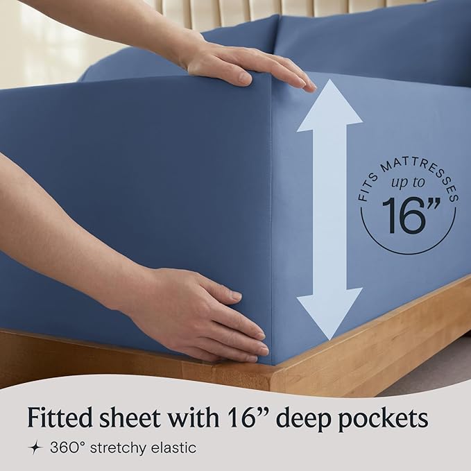 LuxClub 4 PC King Sheet Set, Breathable Luxury Bed Sheets, Deep Pockets 18" Wrinkle Free Cooling Bed Sheets Machine Washable Hotel Bedding Silky Soft - Oxford King