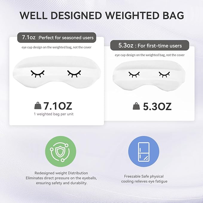 Lyocell Weighted Sleep Eye Mask for Women Men, 7oz or 5.3oz, Removable Washable Weighted Bag, Light Blocking Eye Cover, Soft Eye Shade for Travel Essentials, Office Naps, Gift,Black