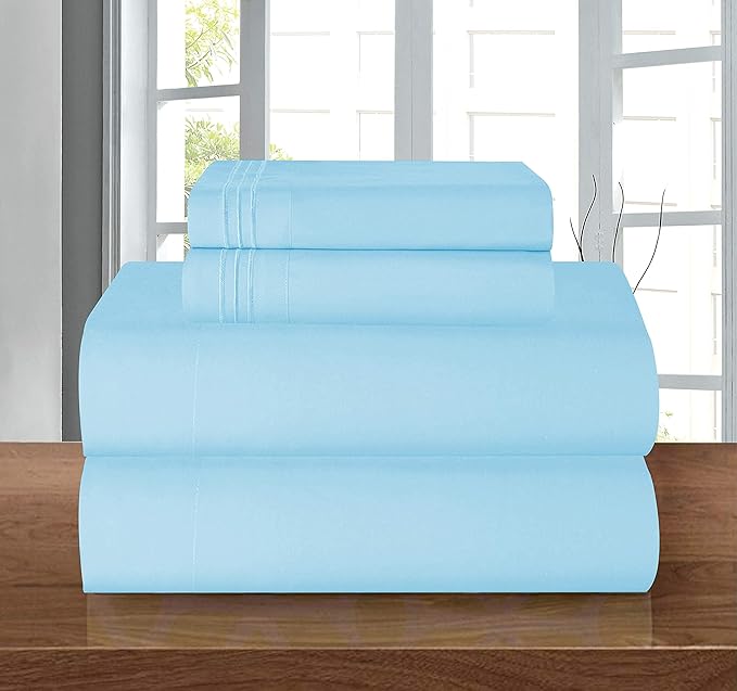 Elegant Comfort Luxury Soft 1500 Premier Egyptian 4-Piece Premium Hotel Quality Wrinkle Resistant Coziest Bedding Set, All Around Elastic Fitted Sheet, Deep Pocket up to 16inch, King, Aqua