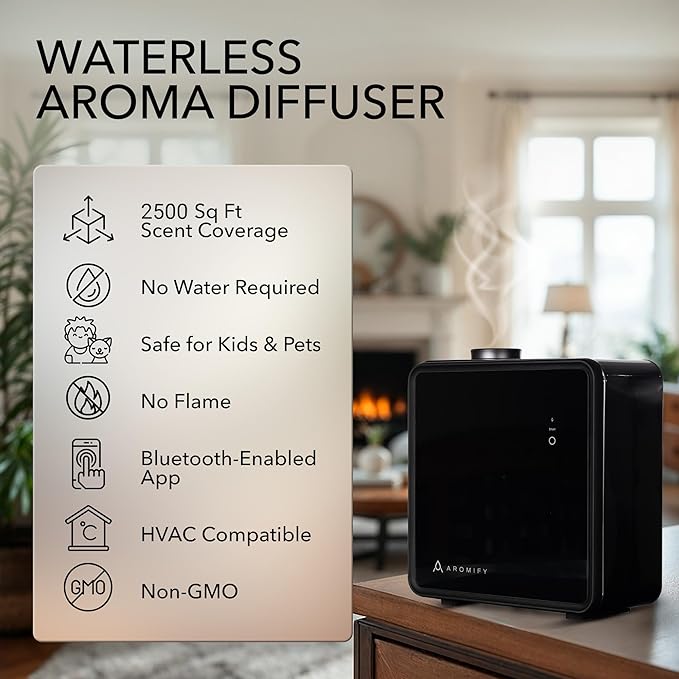 Nova Luxe Waterless Scent Diffuser | Covers 2,500 Sq Ft | Essential Oil Diffuser for Home & Spa | Bluetooth, Scheduled Timer, HVAC Compatible