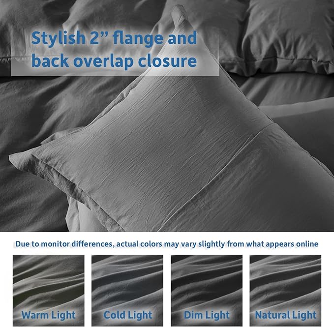 Nestl Grey Duvet Cover Queen Size - Soft Double Brushed Queen Duvet Cover Set, 3 Piece, with Zipper Closure, 1 Duvet Cover 90x90 inches and 2 Pillow Shams