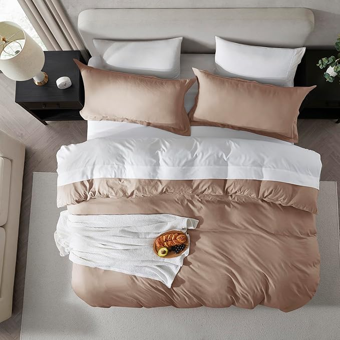 Nestl Twin Duvet Cover Set - Soft Double Brushed Khaki Duvet Cover Twin/Twin XL, 2 Piece, with Zipper Closure, 1 Duvet Cover 68x90 inches and 1 Pillow Sham