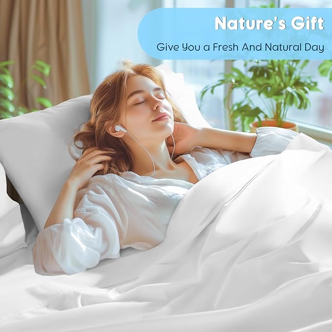 SONORO KATE 100% Egyptian Cotton Sheets Set - 1000 High Thread Count, Luxury 5-Star Hotel Sateen Bed Sheets, Soft, Breathable Long Staple Sheets, Fit up to 16" - 4 PC (White,Full)