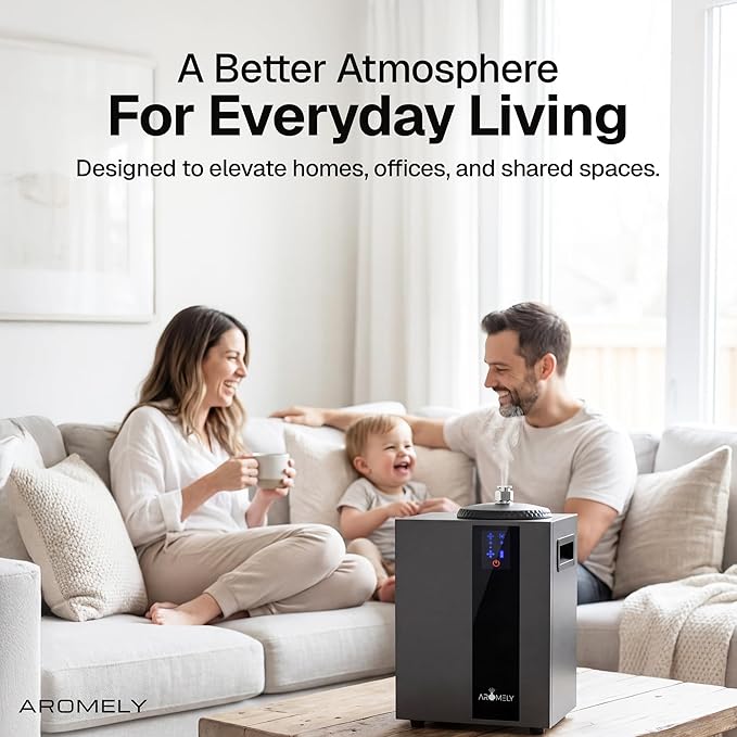 AROMELY HVAC Scent Diffuser – Nebulizing Waterless Diffuser for Home, Office, Large Room & Commercial Use – Smart Bluetooth App Controlled, Up to 4,000 SQFT – Cold Air Diffusion Technology – Black