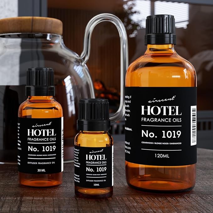 AirScent Hotel Diffuser Oil No. 1019 Inspired by The Whistler Hotel Scent - Fragrance Oil for Ultrasonic and Waterless Diffusers and Crafting - 10 mL, 0.34 fl oz Glass Bottle with Dropper