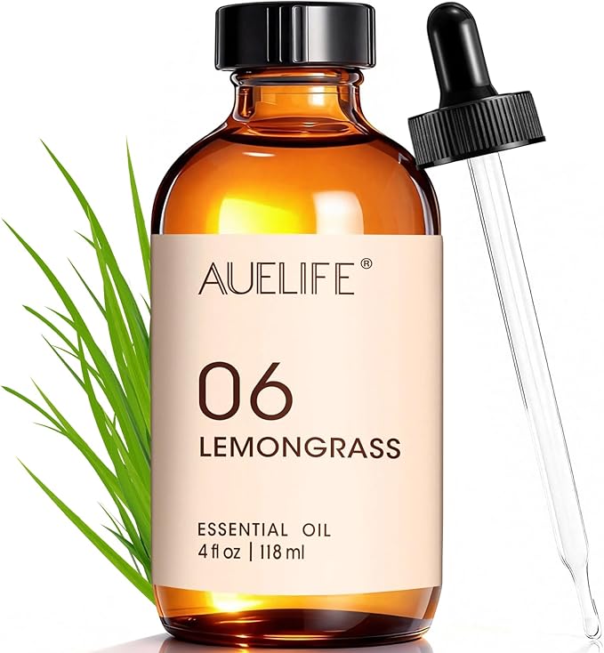 4 Fl Oz Lemongrass Essential Oil, Lemongrass Oil for Homemade Sprays – Lemongrass Essential Oil for Diffuser for Home, DIY Candle and Soap Making Home Fragrance with Dropper