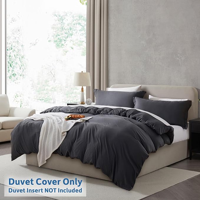 Nestl Dark Grey Duvet Cover King Size - Soft Double Brushed King Duvet Cover Set, 3 Piece, with Zipper Closure, 1 Duvet Cover 104x90 inches and 2 Pillow Shams
