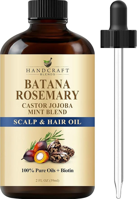 Batana & Rosemary Hair Oil – 2 Fl Oz – Scalp Treatment & Strengthening for Thinning, Dry Scalp, Split Ends – Natural Hair Oil for Women & Men – Intensive Repair & Nourishing Formula