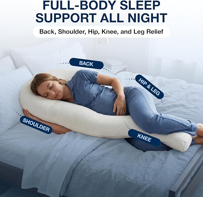 Contour Swan Original Body Pillow | Cozy, Huggable Pillow for Back, Hip, Knee, and Leg Relief | Total Comfort and Support for Side Sleepers | As Seen on TV