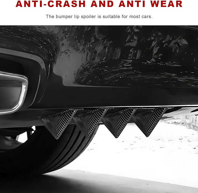 4 PCS Car Lower Bumper Lip Diffuser, Anti-Crash Auto Rear Splitter Lip Wing Protector with Mounting Screws, Universal Rear Spoiler Shark Fin Decoration for Vehicles (Triangle Carbon Fiber)