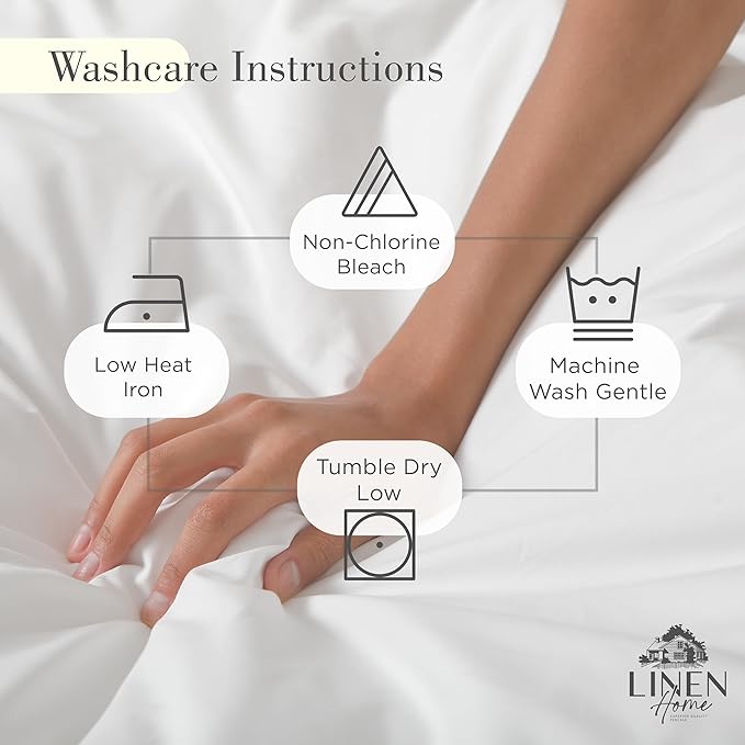 Linen Home 100% Cotton Percale Fluer Lace Pillowcases Queen/Standard Size, White, 2 Pieces of Pillow Case, Crisp and Cool Strong Bed Linen, 20 inches X 30 inches