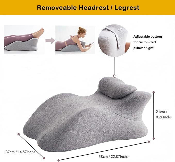 StarAneer Memory Foam Ergonomic Wedge Pillow & Reading Pillow – Orthopedic Support for Neck, Back & Legs – Ideal for Sleeping, Elevating & Pressure Relief – Removable Washable Cover