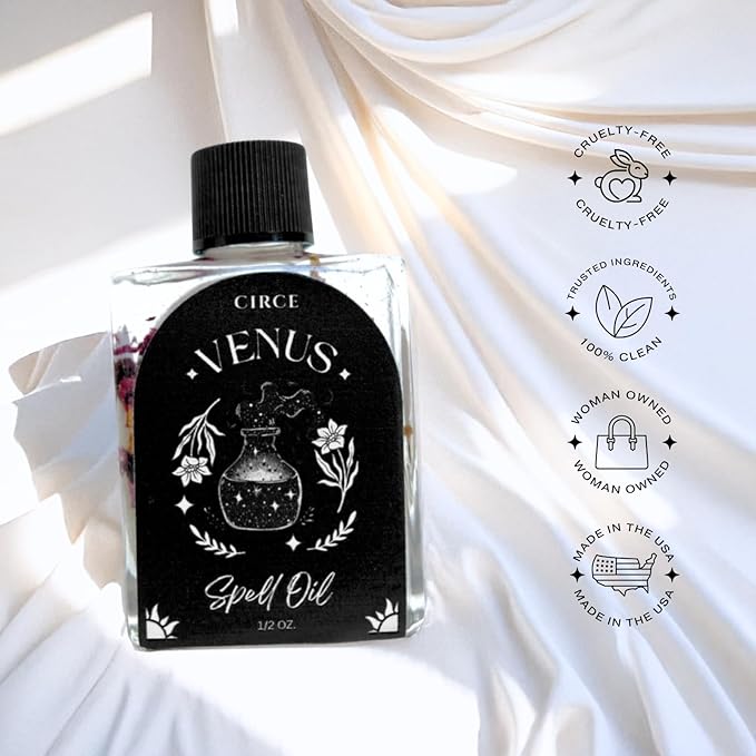 Venus Spell Oil - Invite Self-Love, Connection & Harmony - Rose and Jasmine Scent - Essential Oil for Rituals, Bath, or Wear as Fragrance to Align with Desires - Coconut Oil - 1/2oz