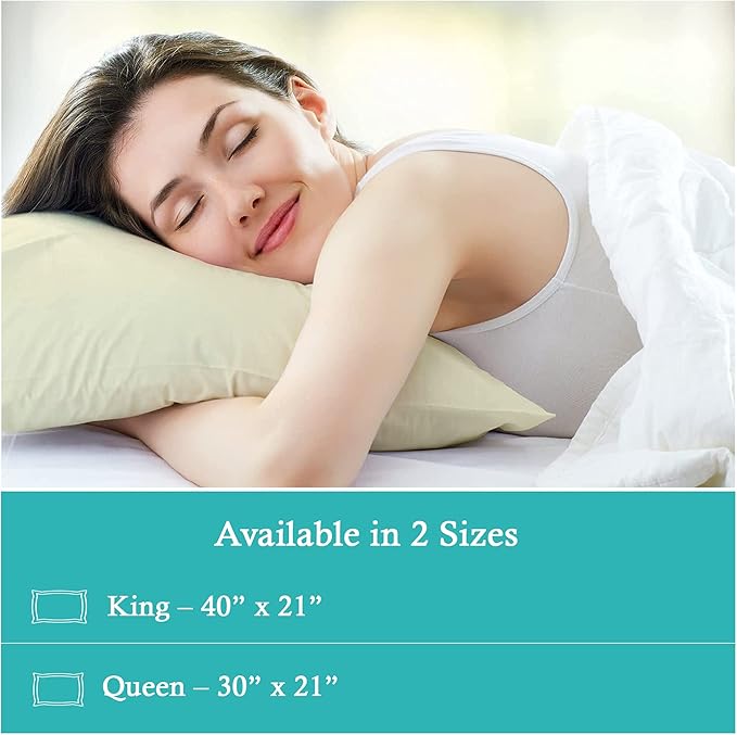 Set of 2 Pillow Cases 600 Thread Count 100% Egyptian Cotton Long Staple Pillowcase, Durable and Silky Soft Pillow Covers, Natural Luxurious Hotel Class Bedding (King, Ivory)
