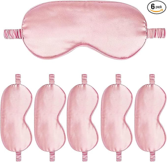 6PACK Silk Sleep Mask Satin Eye Masks Blackout Silky Eyeshade Cover Soft Blindfold Eyeshades for Women Sleeping Travel Gift